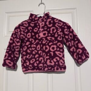 Kids Fleece Pullover with Pink Leopard Print